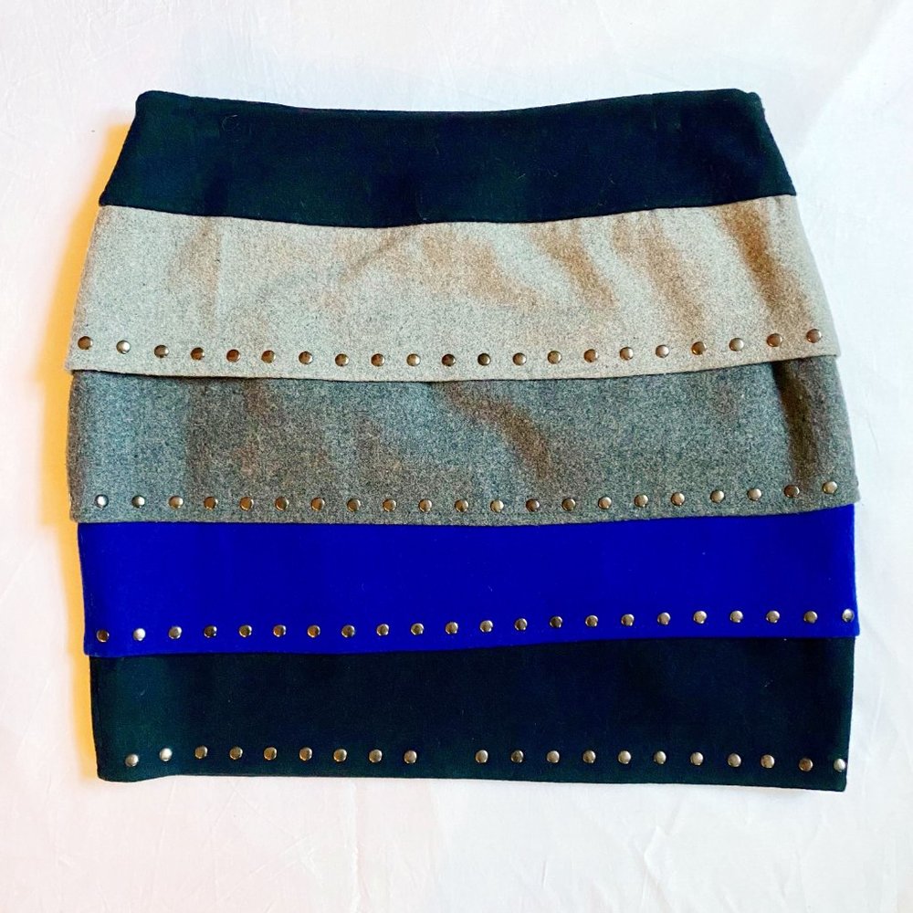 NWT Brooklyn Industries Wool Blend Layered Studded Mini Skirt